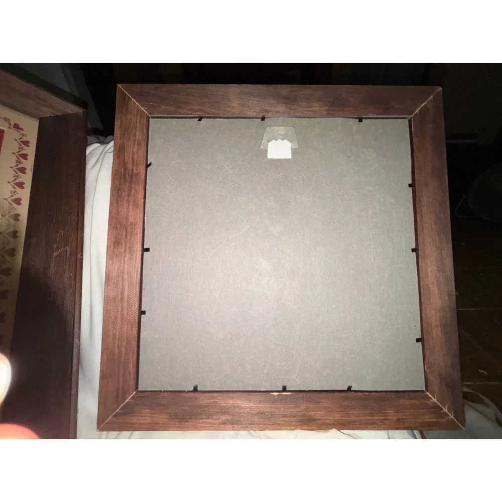 Vintage Wooden Multi Photo Collage Frames Set of 2 Heart Border Brown Wood Grain